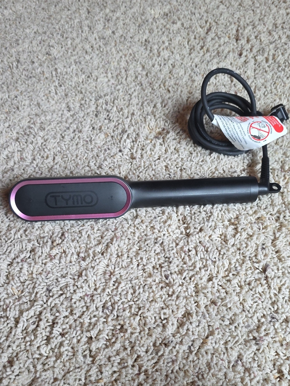 TYMO Black and Pink Ceramic Hair Straightening Brush